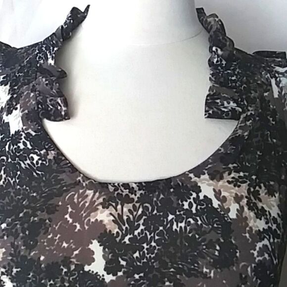 Converse Blouse Sheer Camouflage Floral Tree Shadows All Over Print Y2K S - Picture 3 of 12